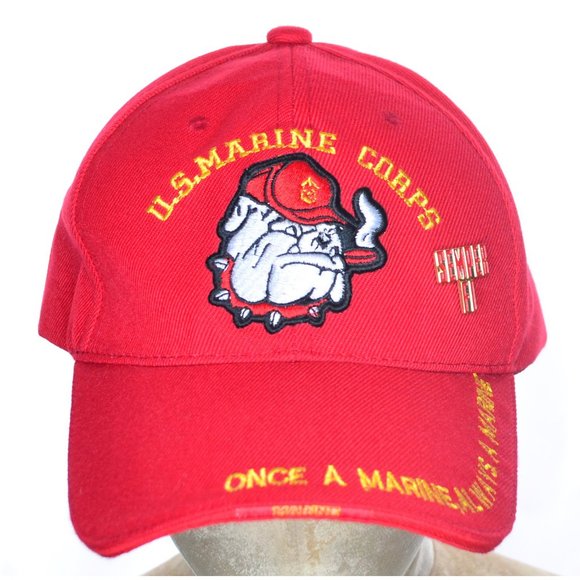 U.S. Marine Corp Once A Marine, Always… Semper Fi Pin Bulldog Cigar Baseball Cap - Picture 1 of 11